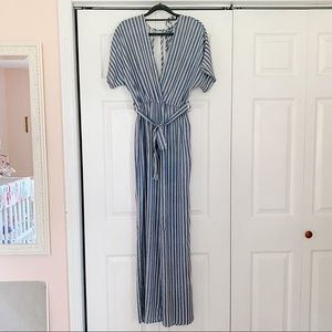 NWOT Vici Striped Open Back Jumpsuit